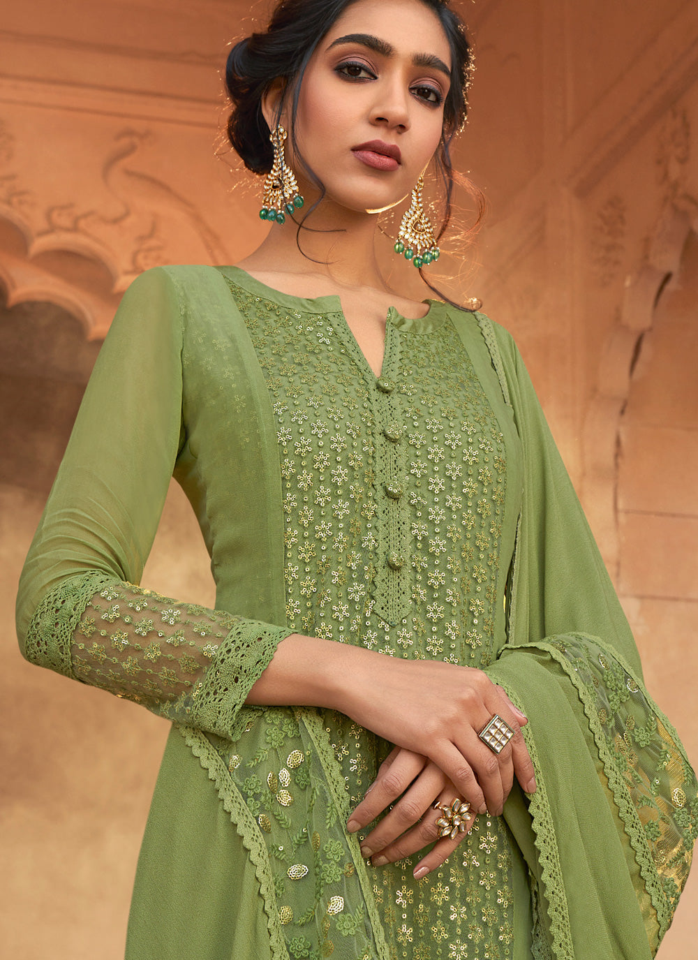Pakistani Salwar Suit In Green