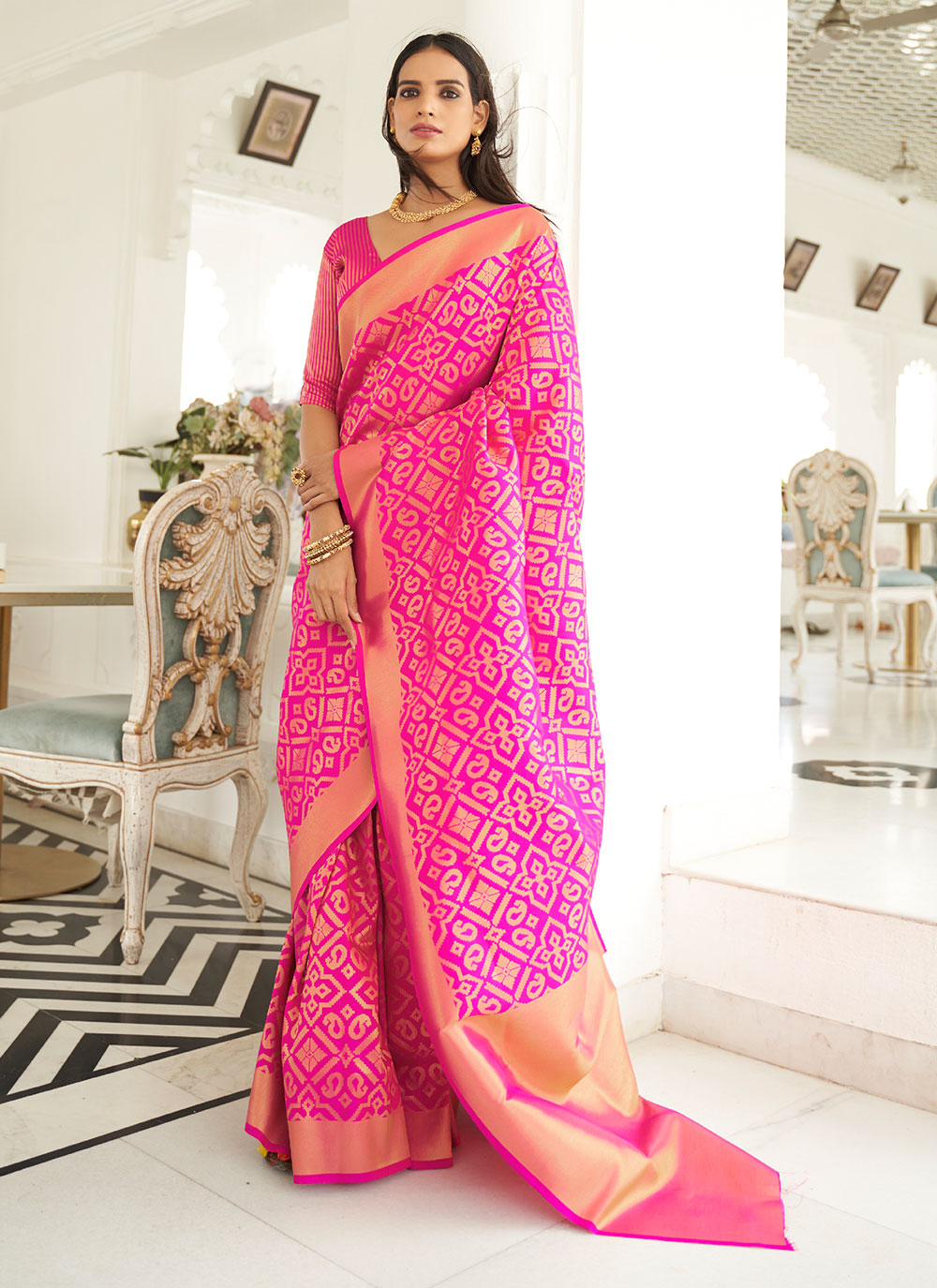 Pink Weaving Classic Saree