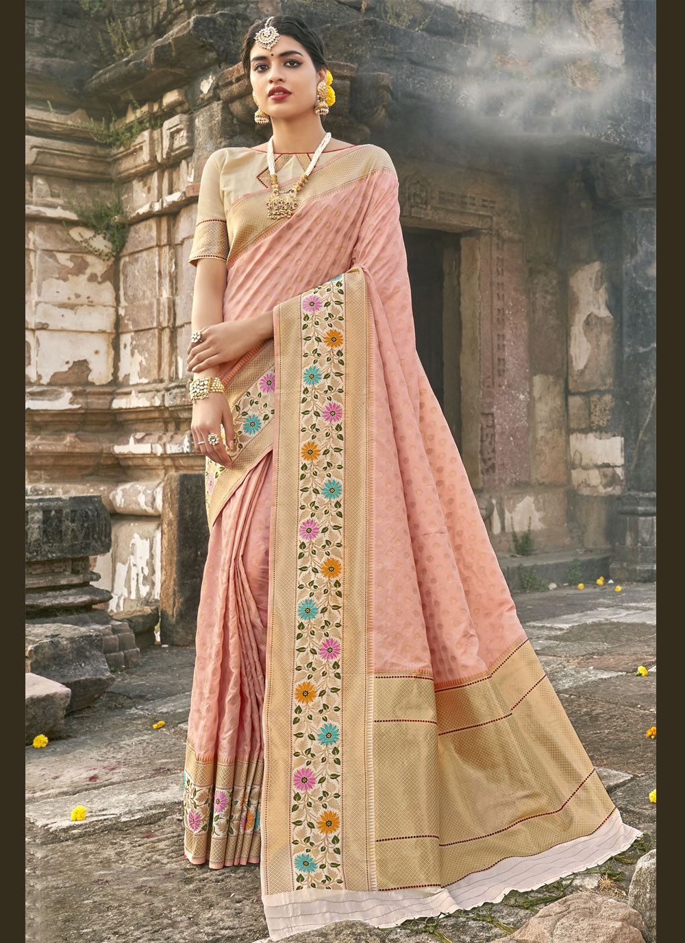 Pink Colour Banarasi Silk Traditional Designer Saree 