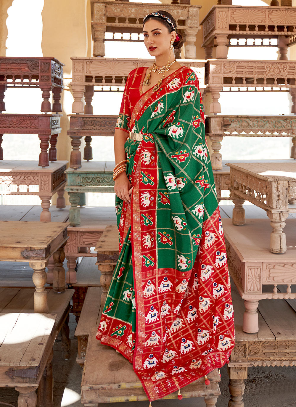 Patola Silk Green Traditional Saree