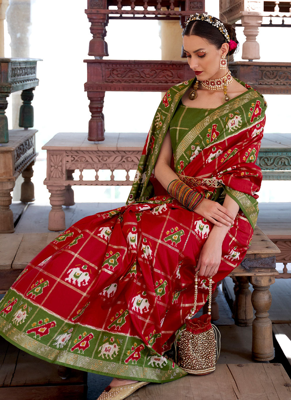 Red Patola Silk Traditional Saree