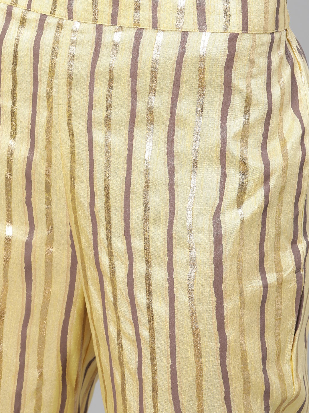 Mindhal Women's Yellow Color Foil Print Straight Kurta And Pant Set