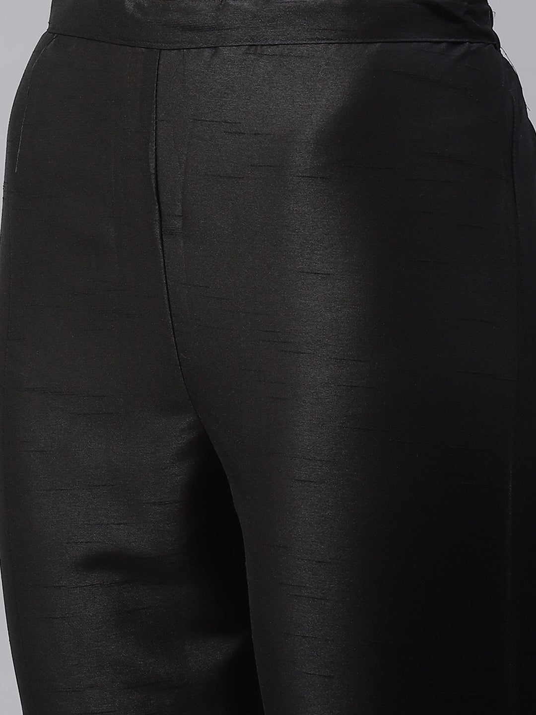 Mindhal Women's Black Color Foil Printed A-Line Kurta And Pant Set