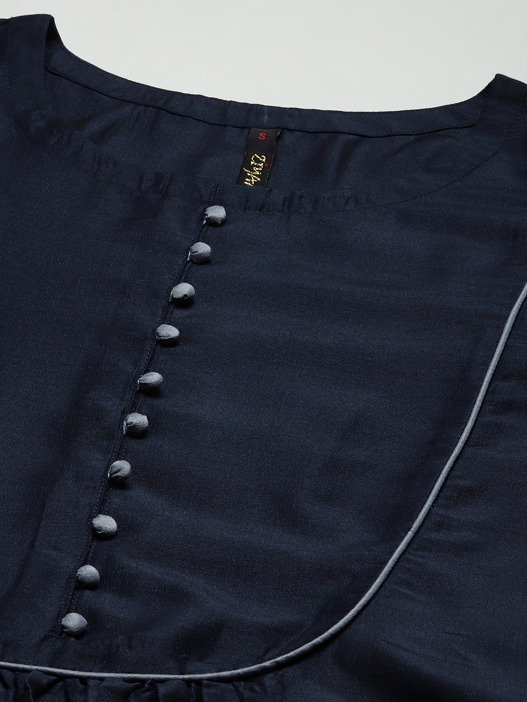 Mindhal Women's Navy Blue Color Dyed A-Line Kurta,Pant And Dupatta Set