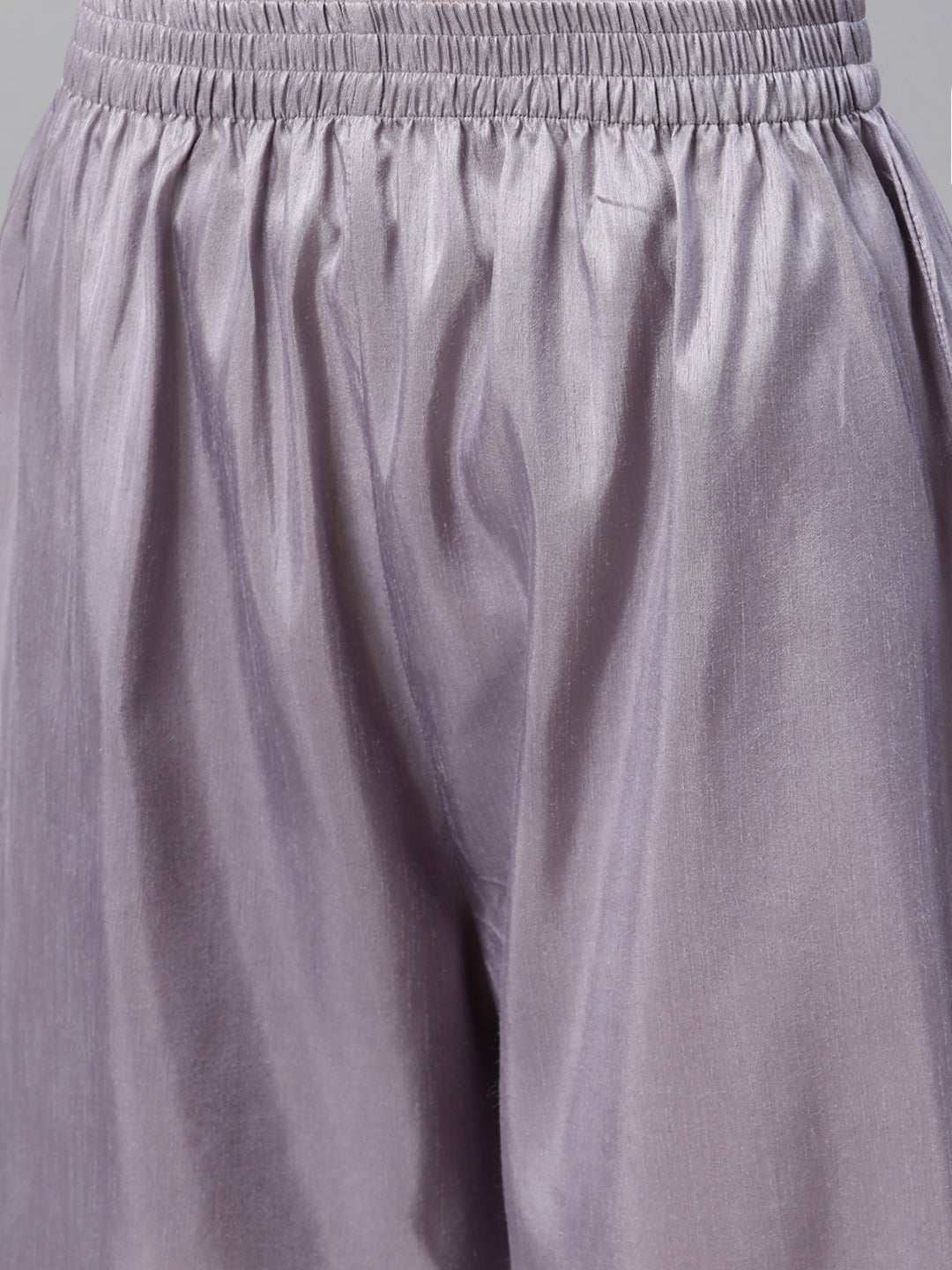 Mindhal Women's Grey Color Dyed Straight Kurta,Palazzo And Dupatta Set