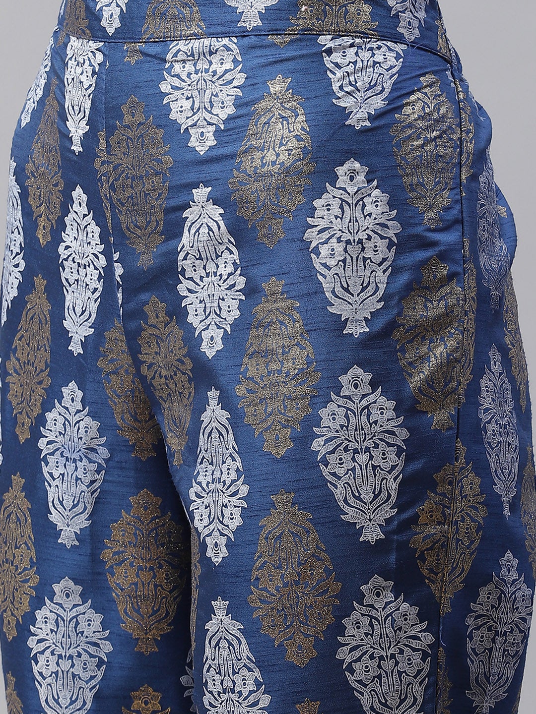 Mindhal Women's Blue Color Dyed Straight Kurta,Pant And Dupatta Set