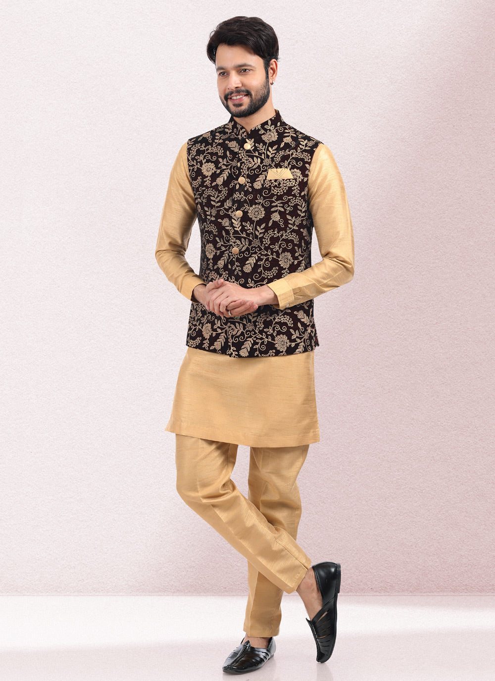 Art Banarasi Silk Kurta Payjama With Jacket