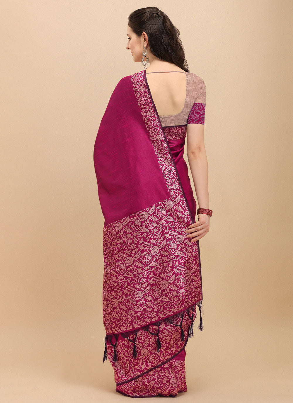 Banglori Silk Saree In Pink Color