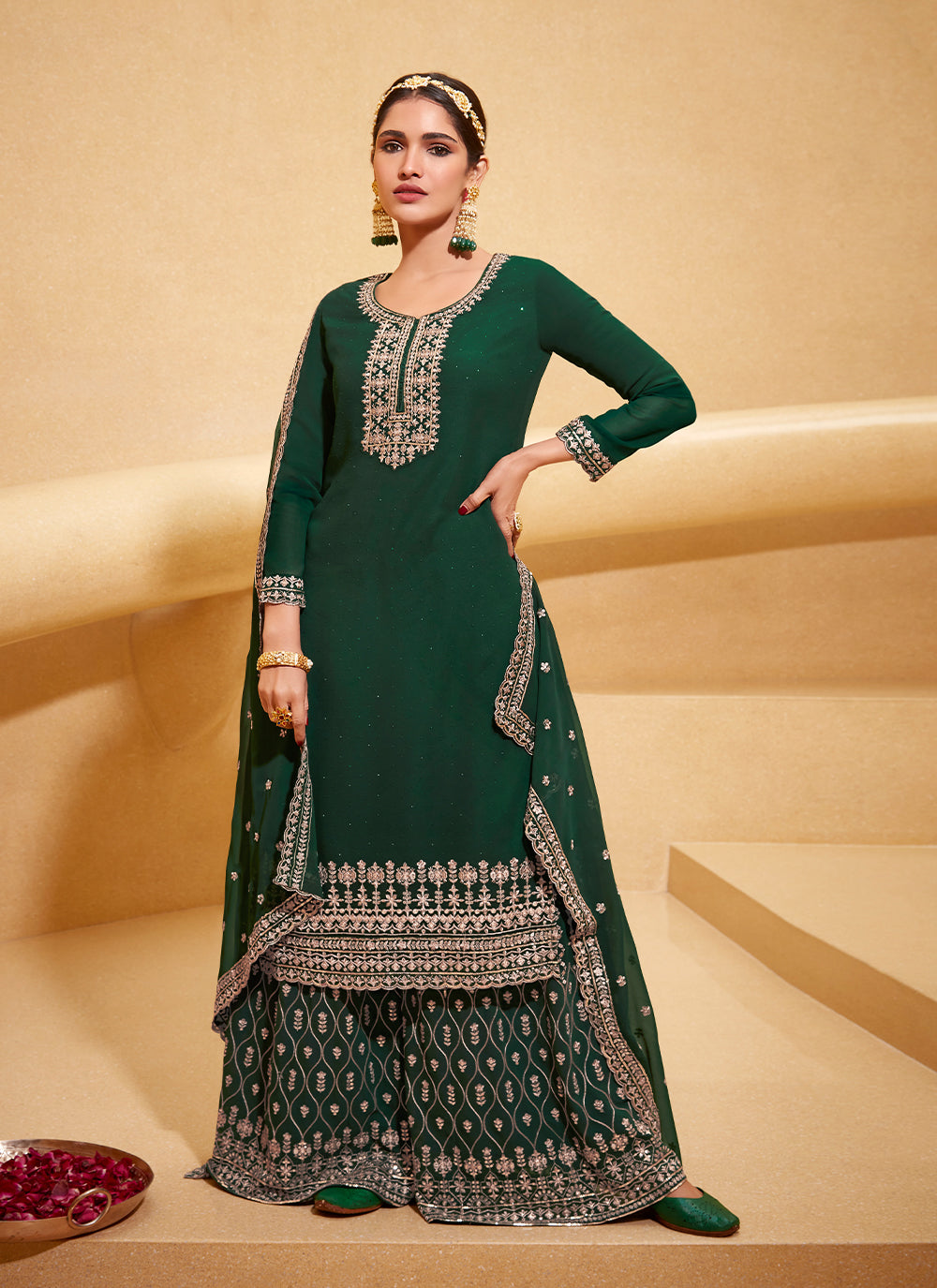 Embroidered Green Designer Salwar Suit