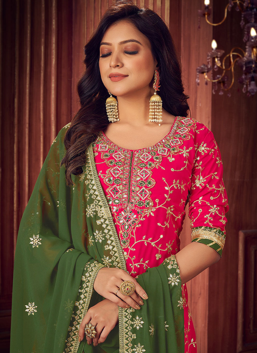 Pink Embroidered Long Length Salwar Suit – Mindhal