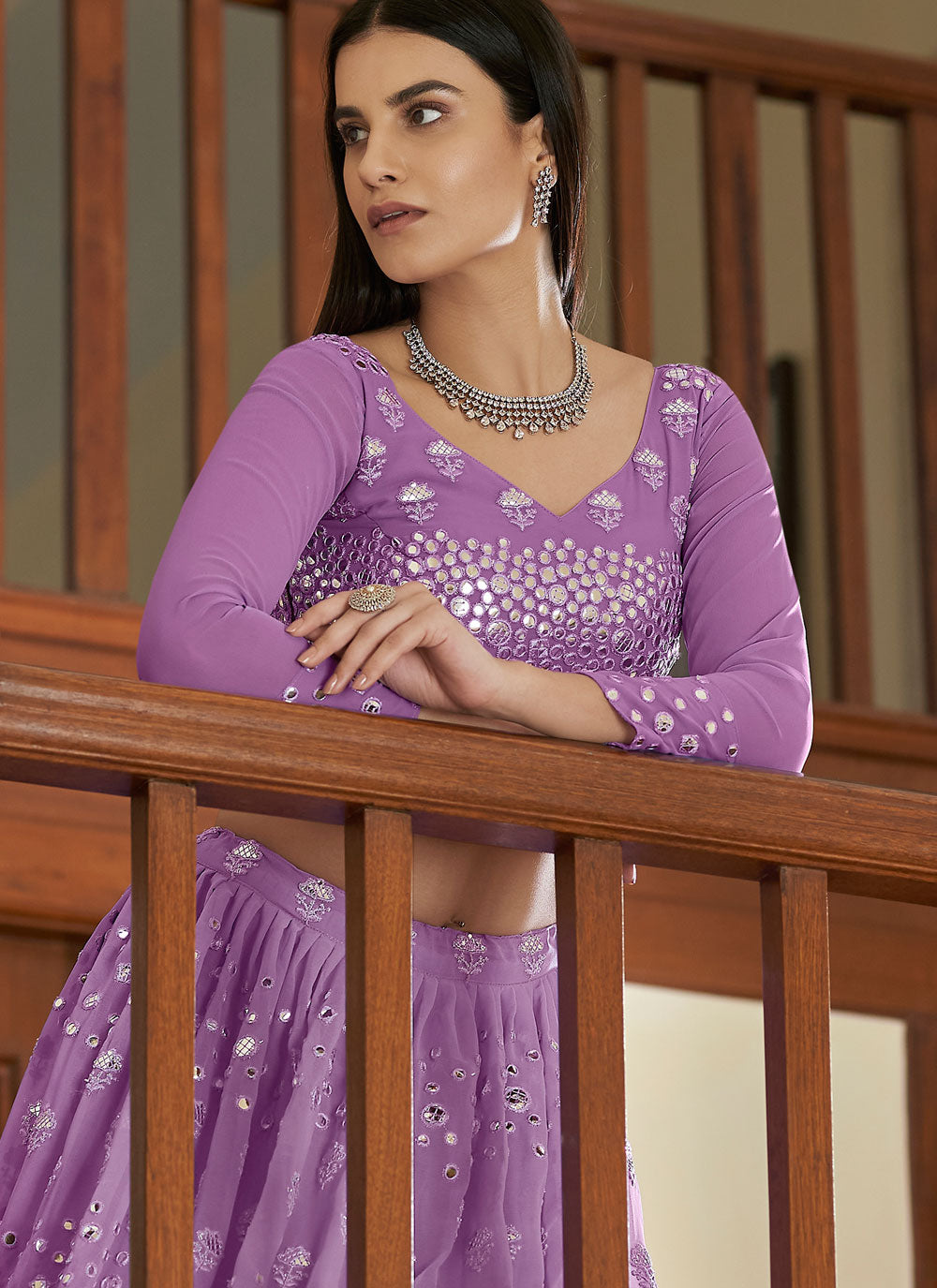 Purple Reception Georgette Bollywood Lehenga Choli