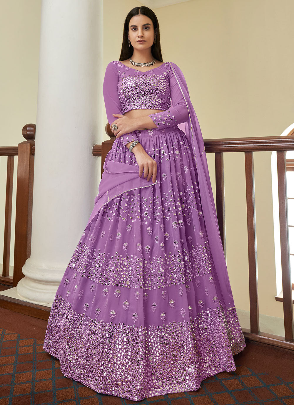 Purple Reception Georgette Bollywood Lehenga Choli
