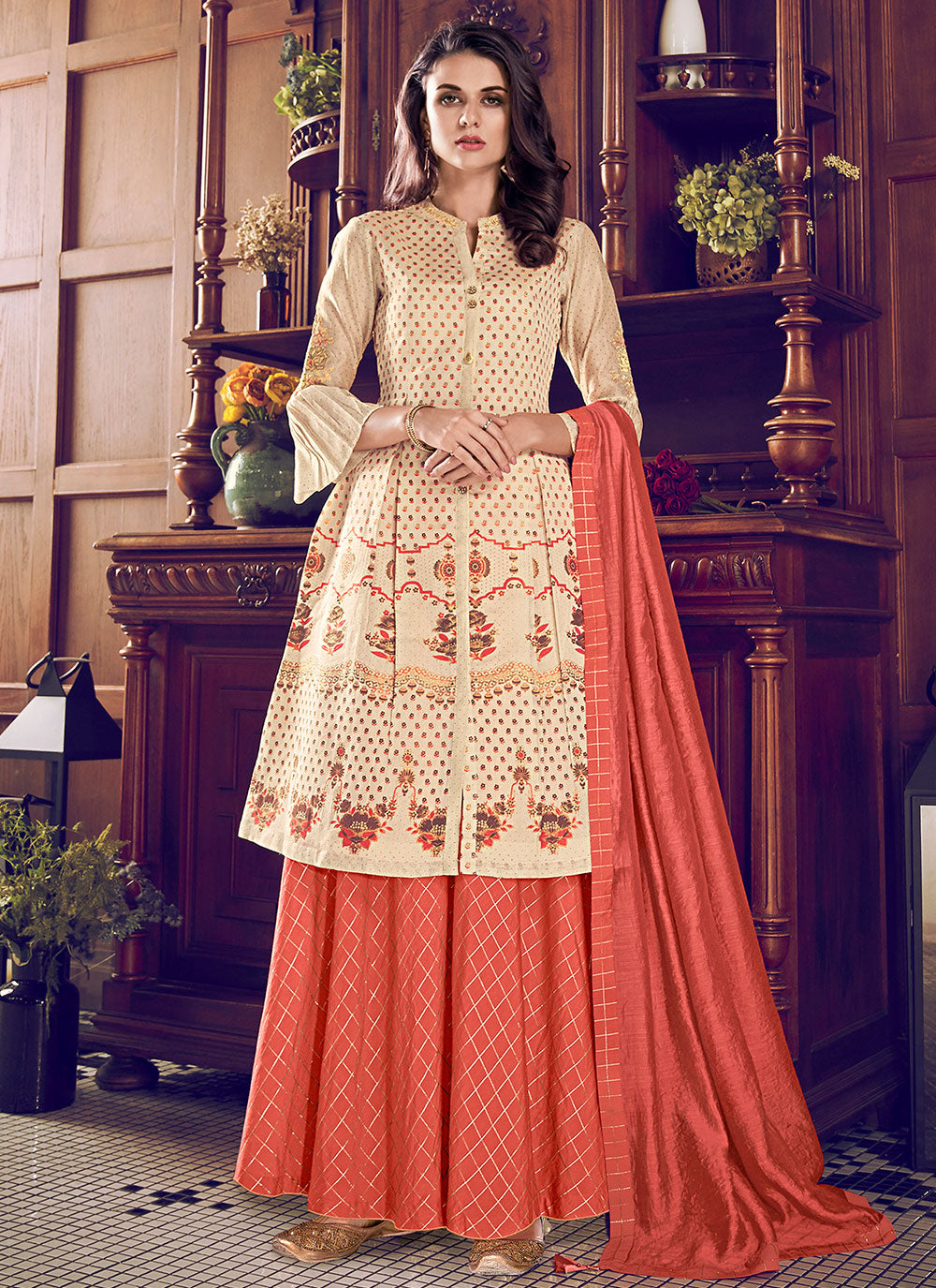 Embroidered Designer Palazzo Suit