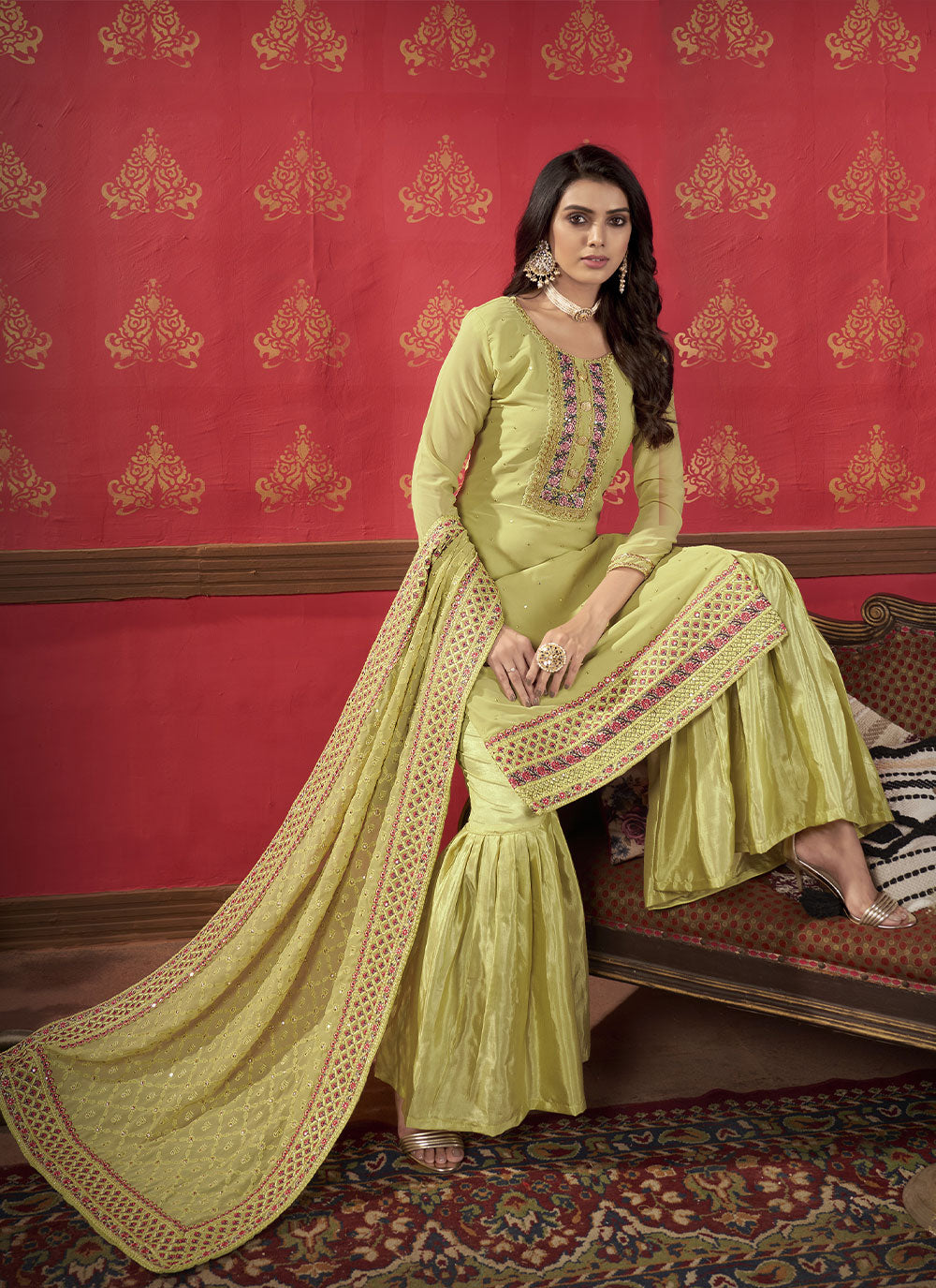Green Embroidered Designer Pakistani Salwar Suit