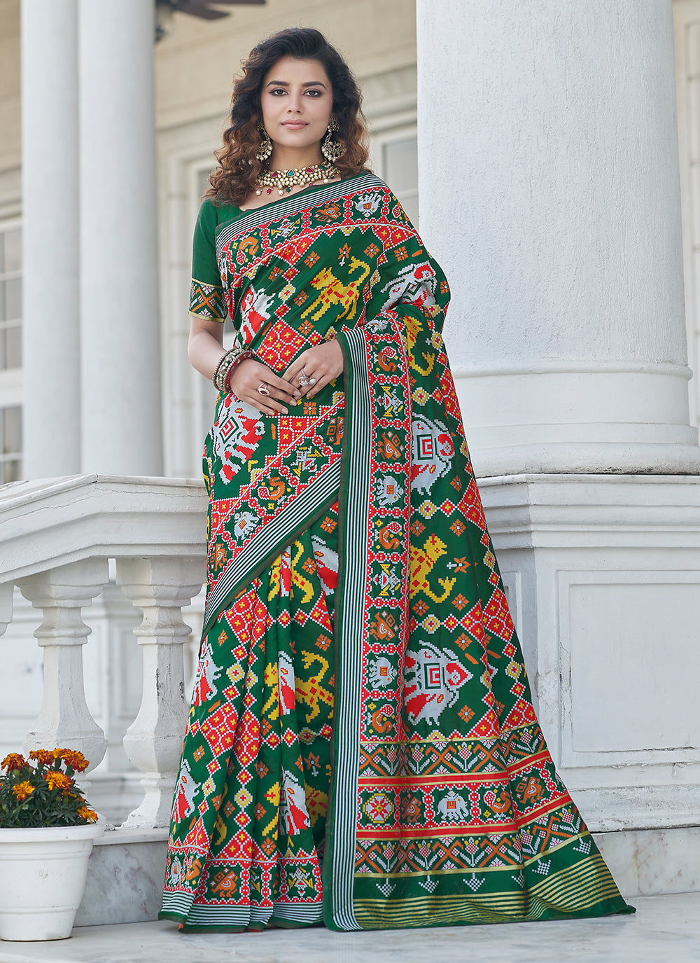 Weaving Classic Designer Saree In Green