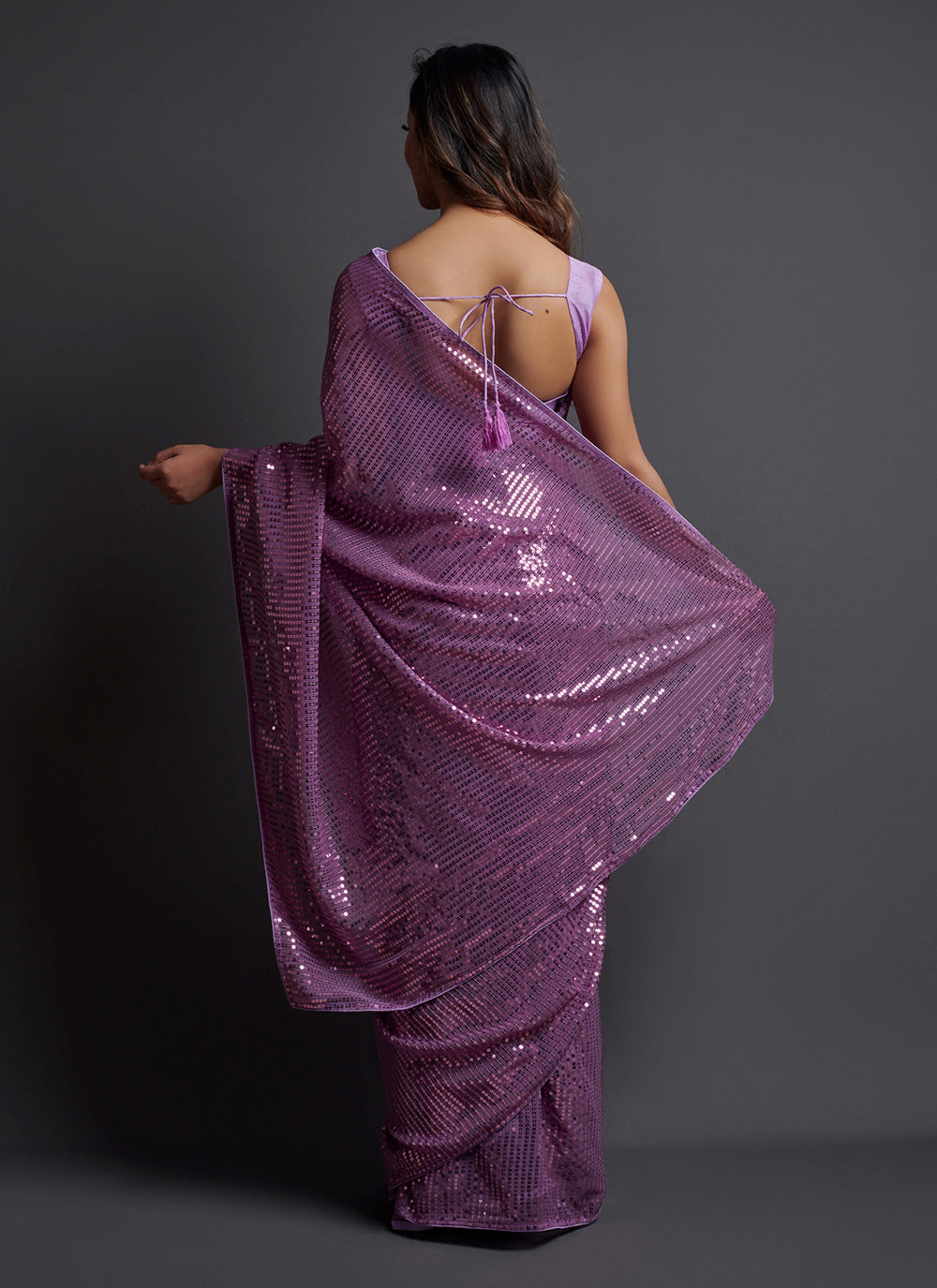 Saree Embroidered Georgette In Purple