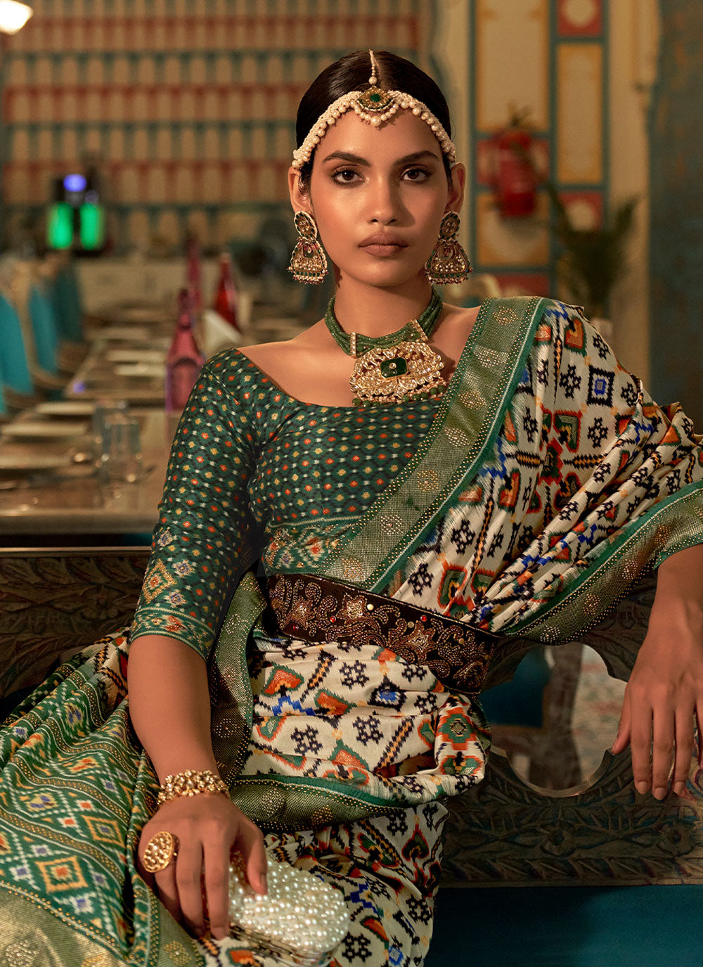 Green Patola Weaving Silk Saree