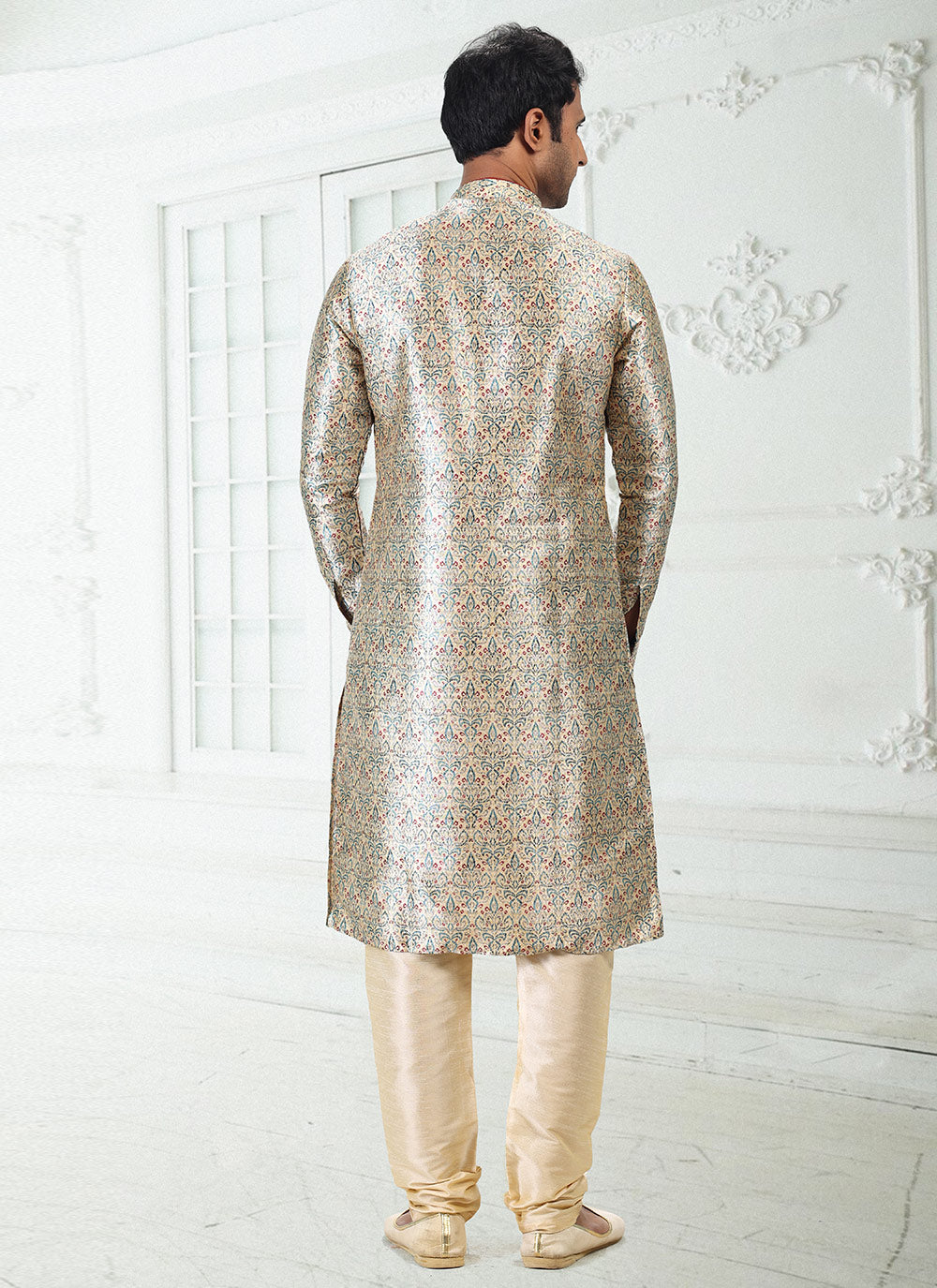Mehndi Banarasi Silk Kurta Pyjama