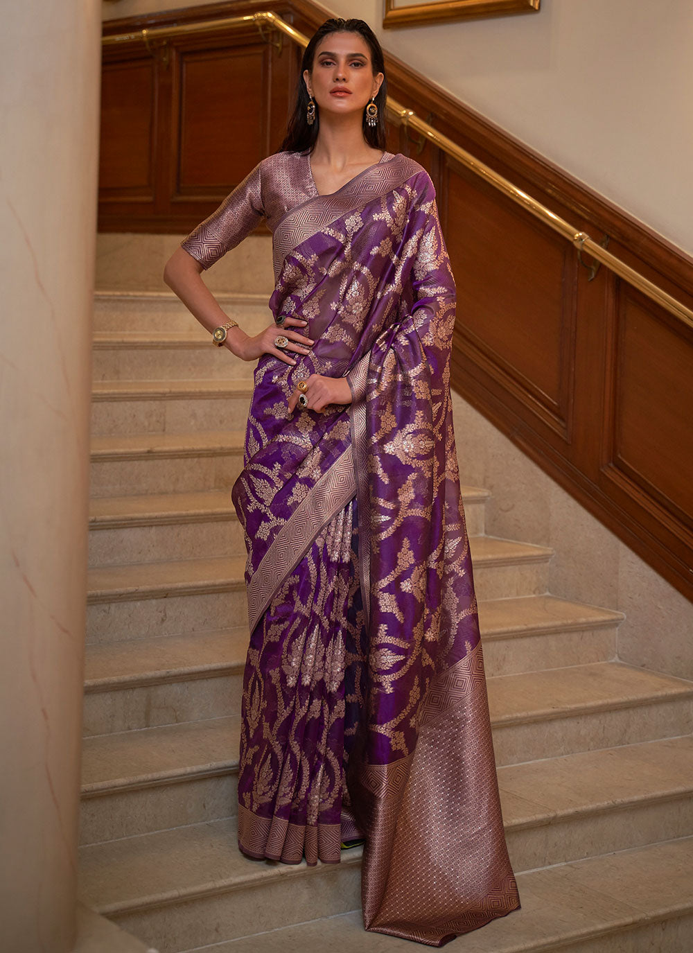 Purple Weaving Contemporary Saree