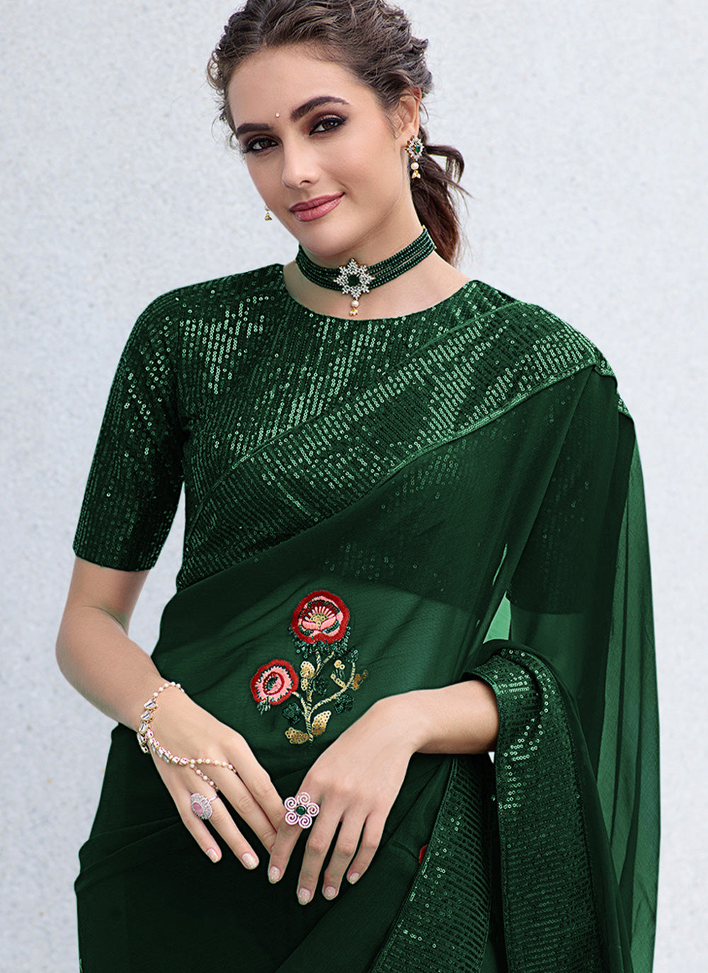 Party Wear Saree For Embroidered