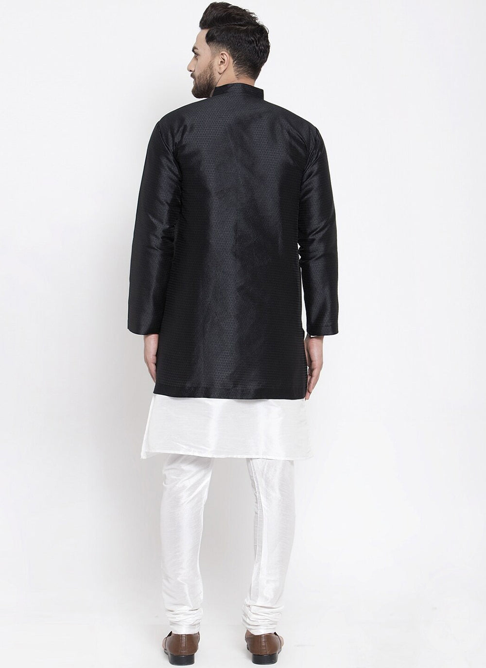 Fancy Black and White Kurta Payjama With Jacket