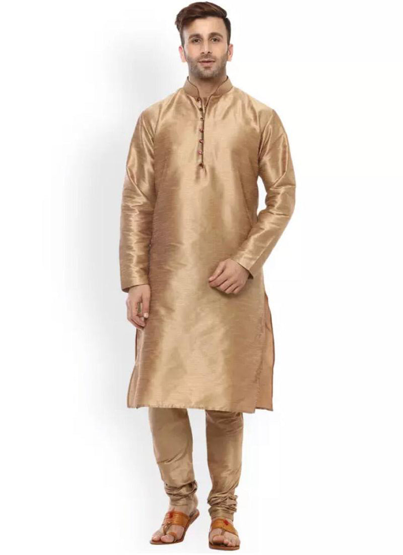 Gold Plain Kurta Pajama For Sangeet