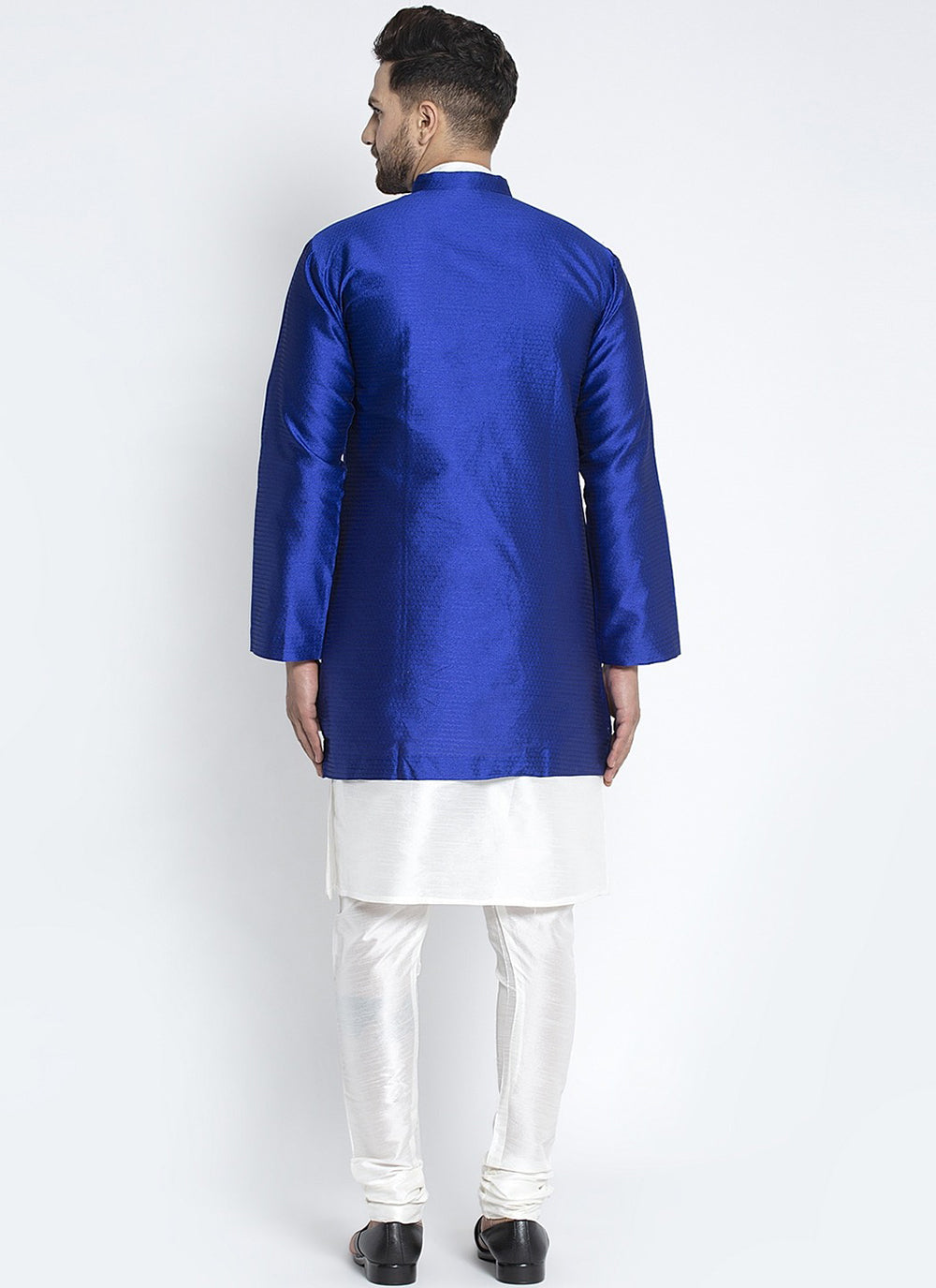 Dupion Silk Kurta Payjama With Jacket in Blue
