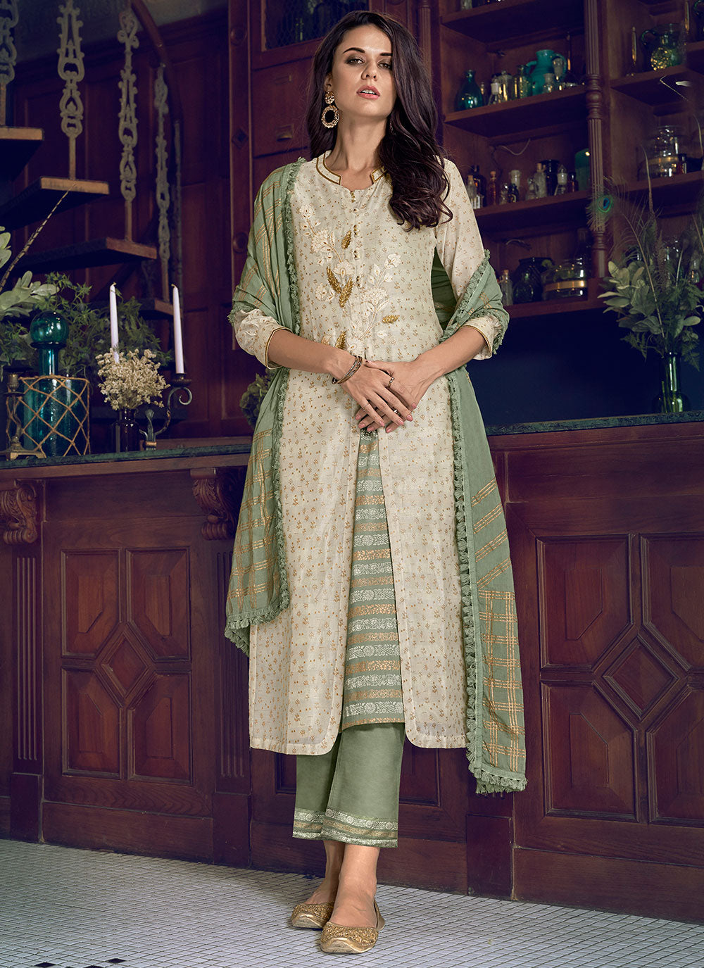Embroidered Chanderi Silk Designer Suit