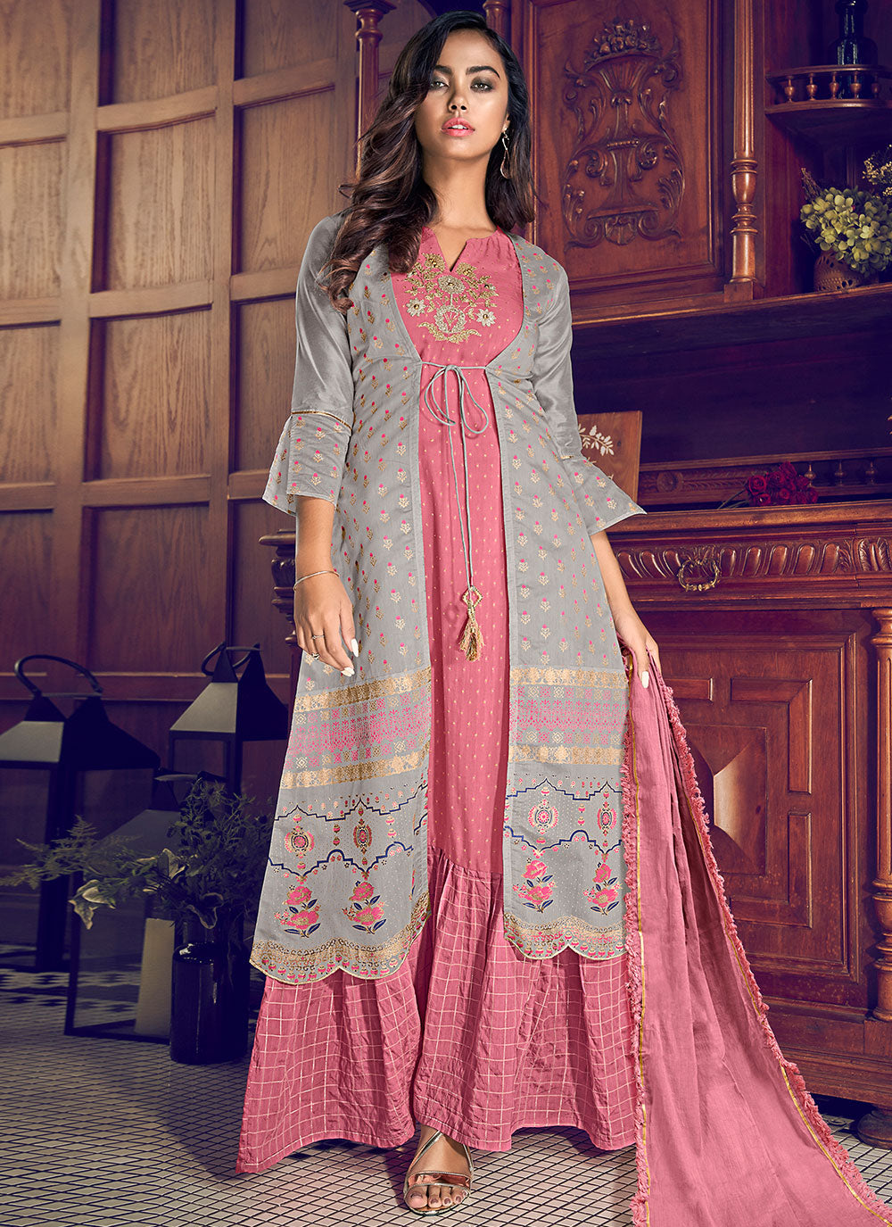 Embroidered Chanderi Silk Designer Suit