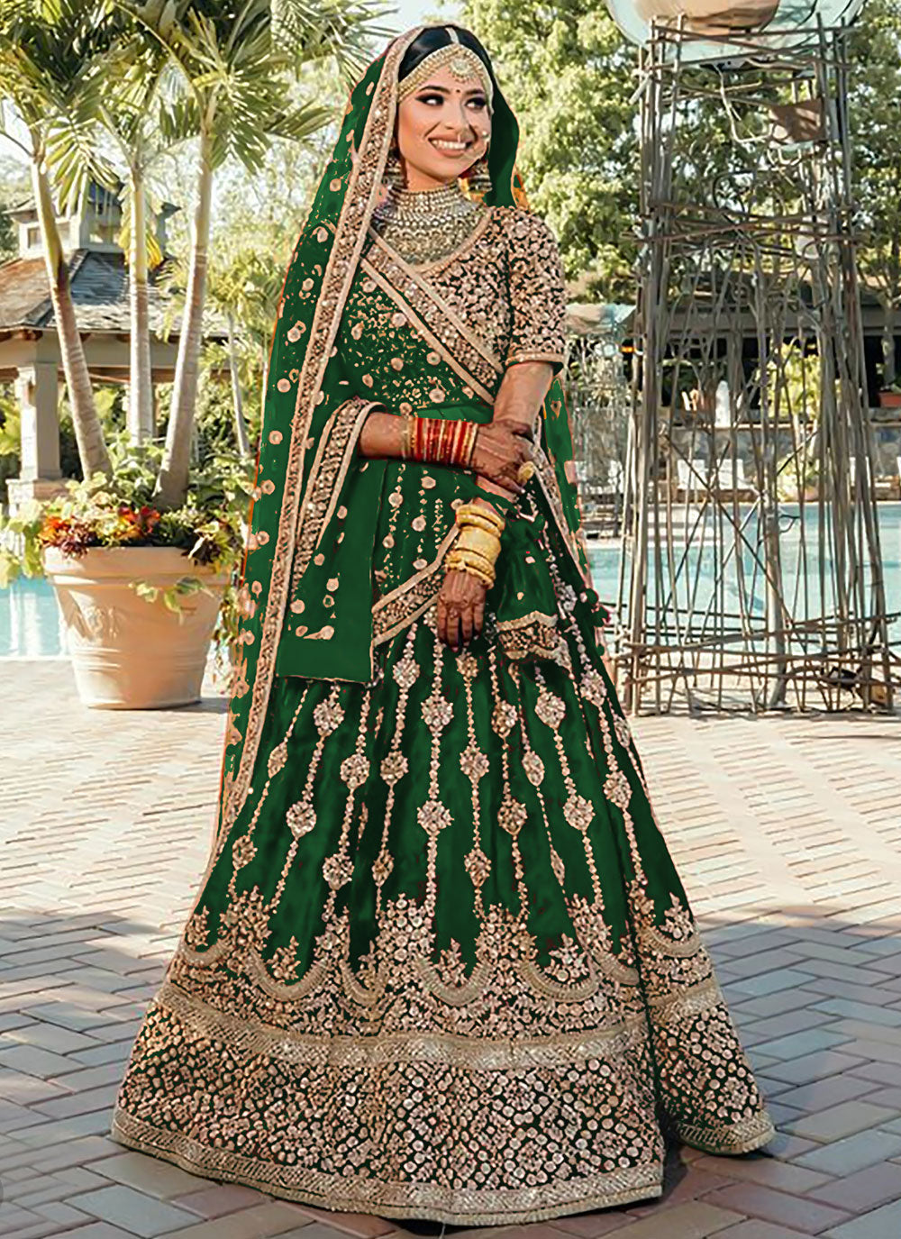 Green Wedding Designer Lehenga Choli