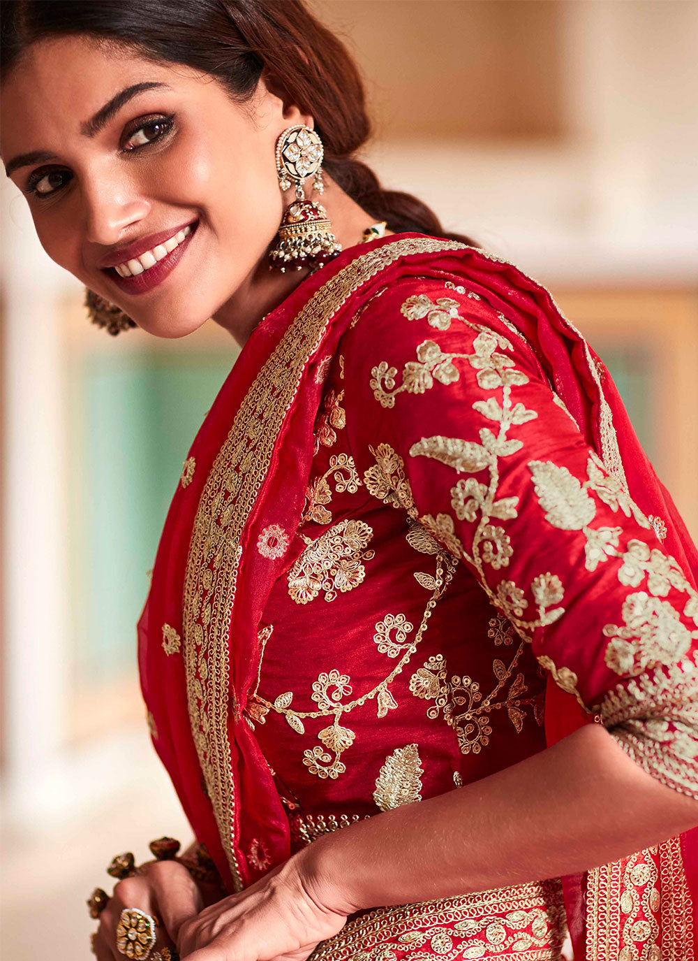Red Patch Border Classic Saree