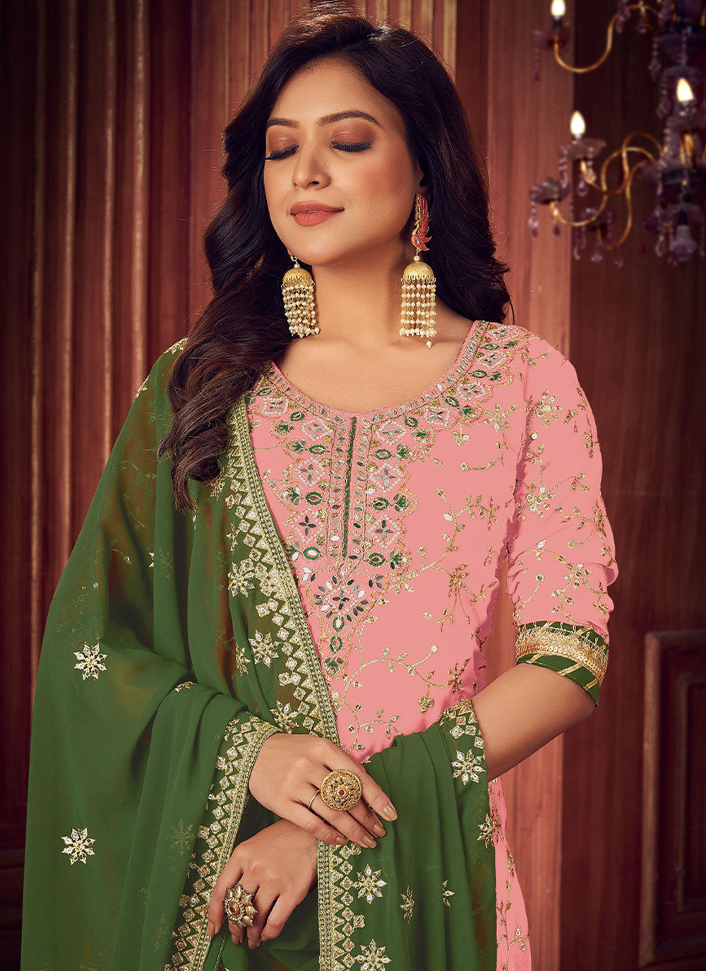 Embroidered Pink Faux Georgette Trendy Designer Salwar Suit