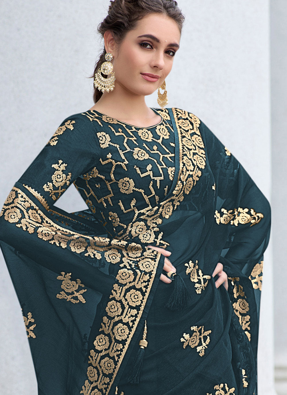 Tradition Saree In Teal