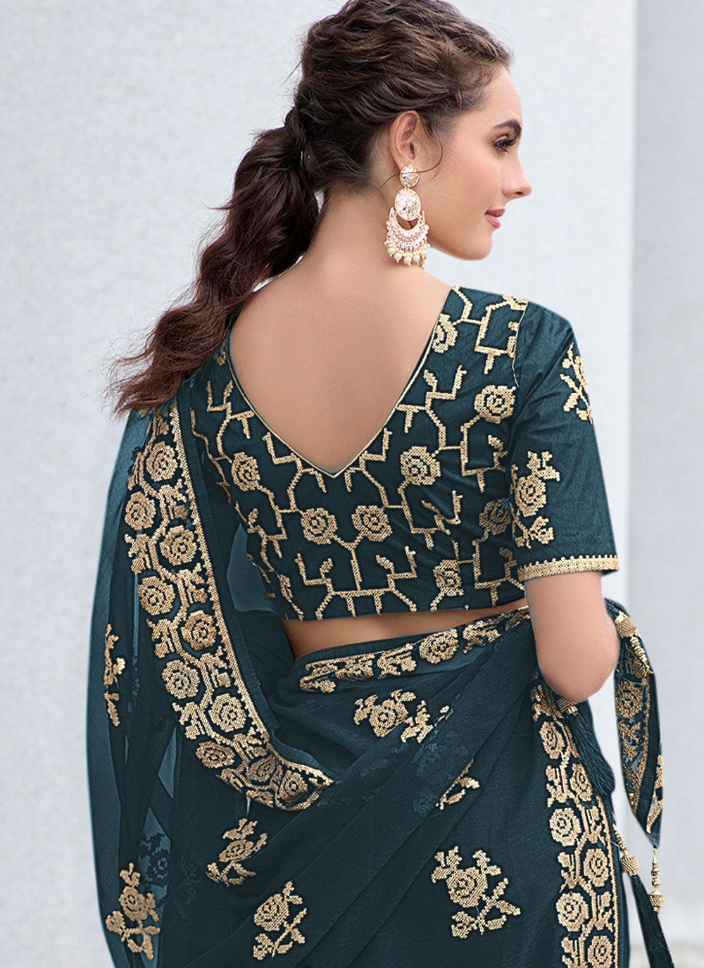 Tradition Saree In Teal