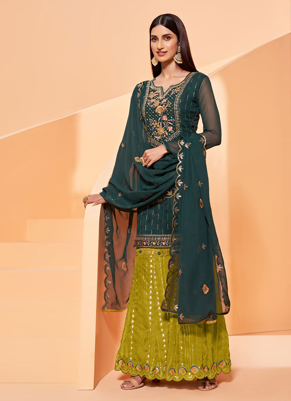 Green Embroidered Designer Pakistani Salwar Suit