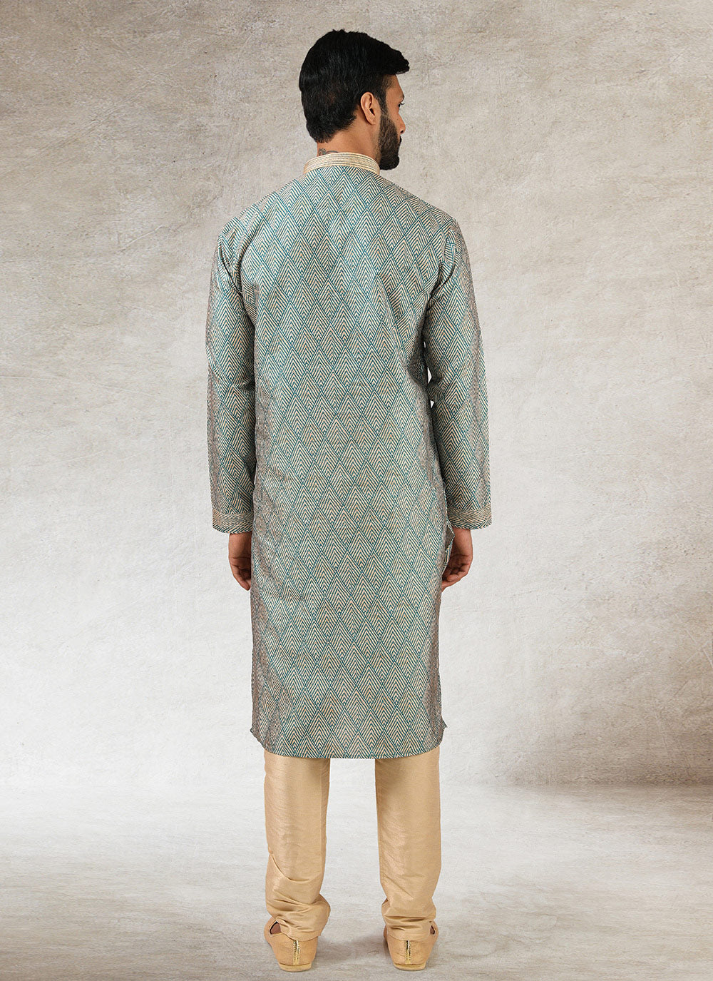 Art Silk Green Printed Kurta Pajama
