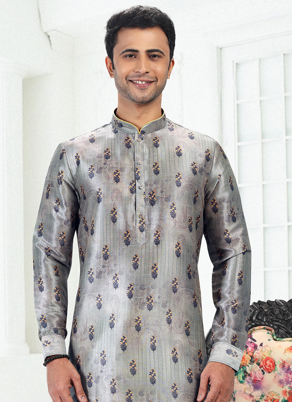Digital Print Banarasi Silk Kurta Pyjama