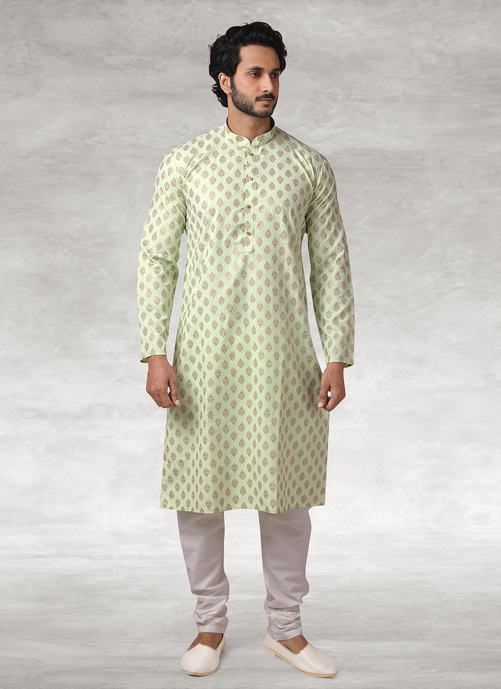 Green Printed Kurta Pajama For Mehndi