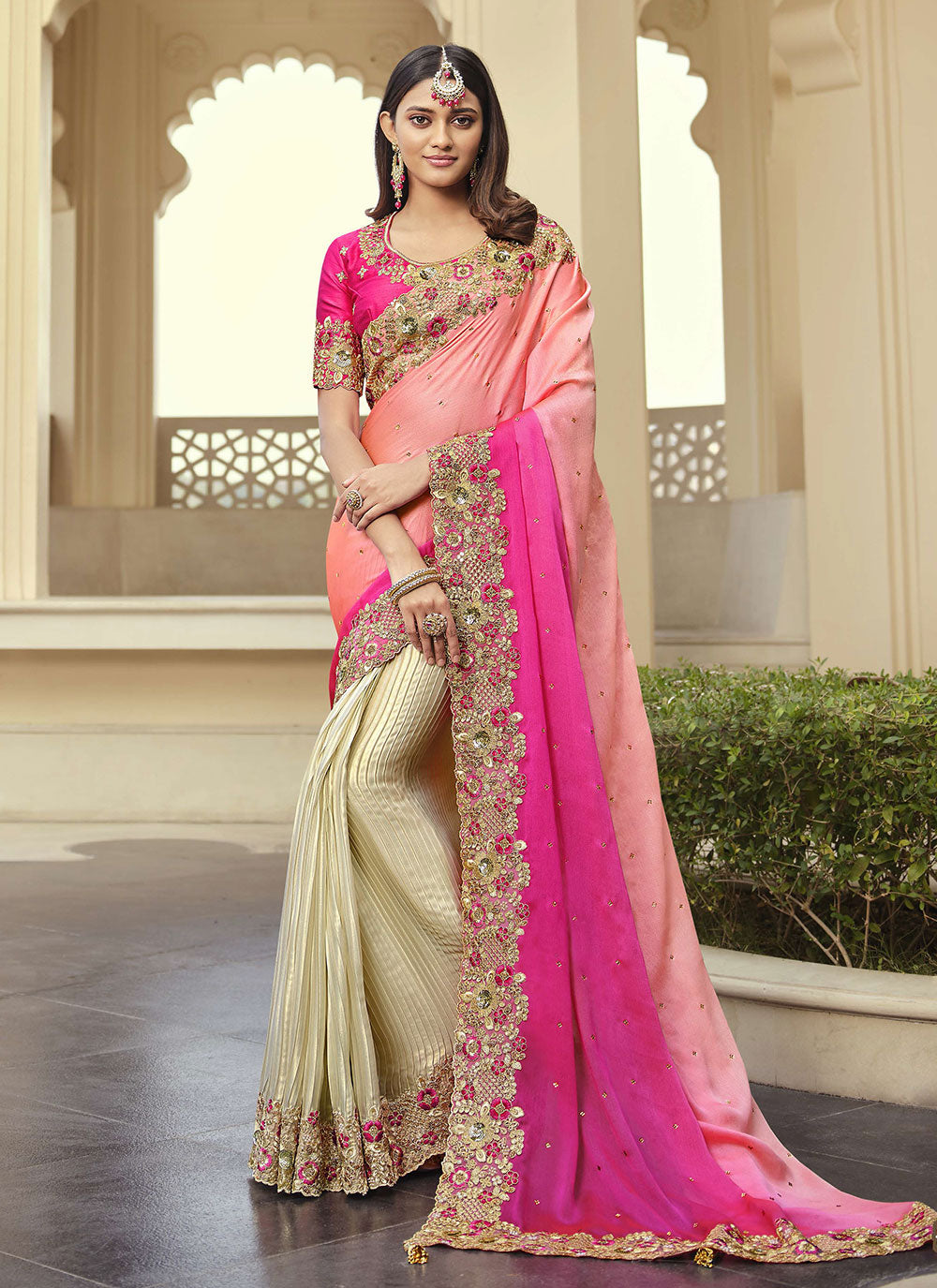 Fancy Fabric Embroidered Ceremonial Saree