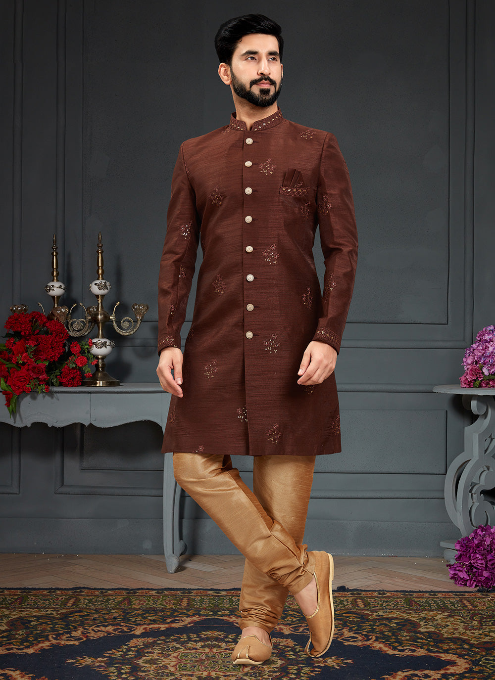 Imported Indo Western In Brown