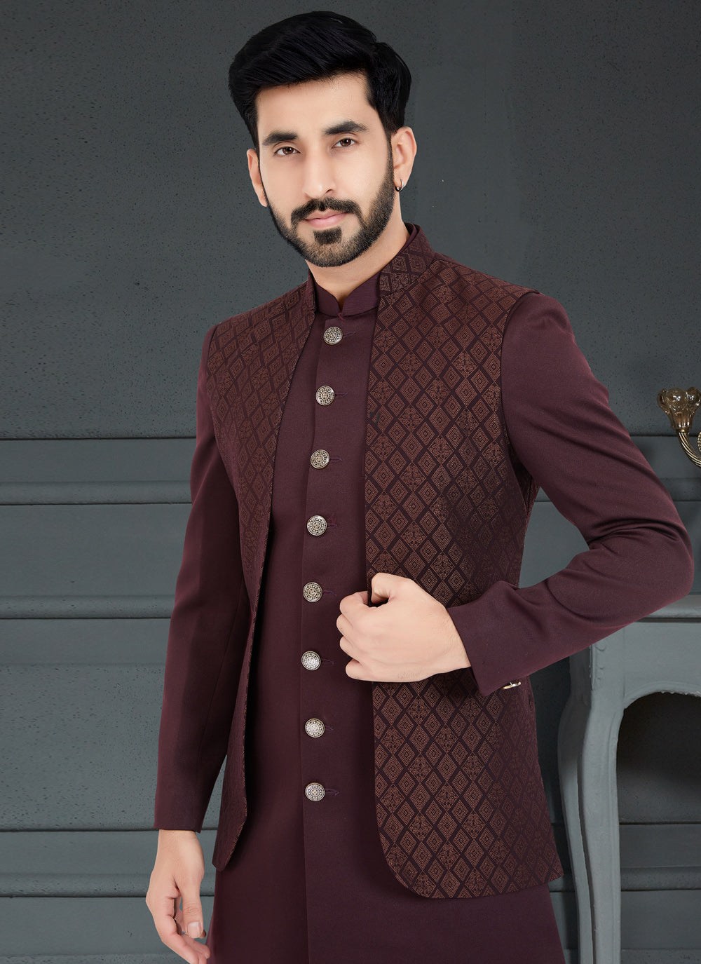 Indo Western in Brown and Maroon