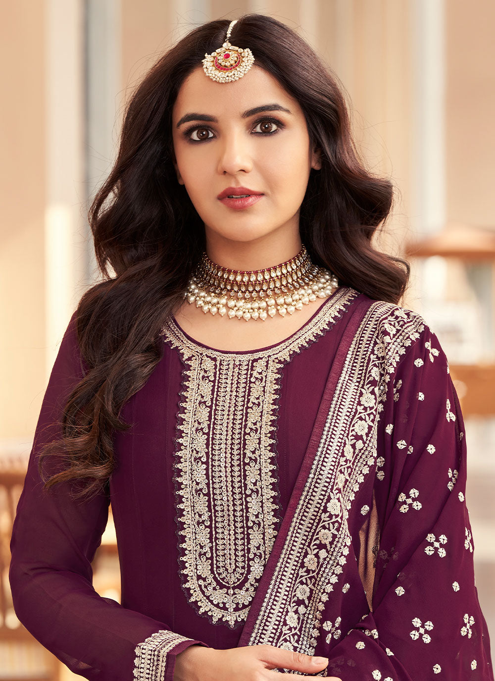 Purple Embroidered Anarkali Salwar Suit