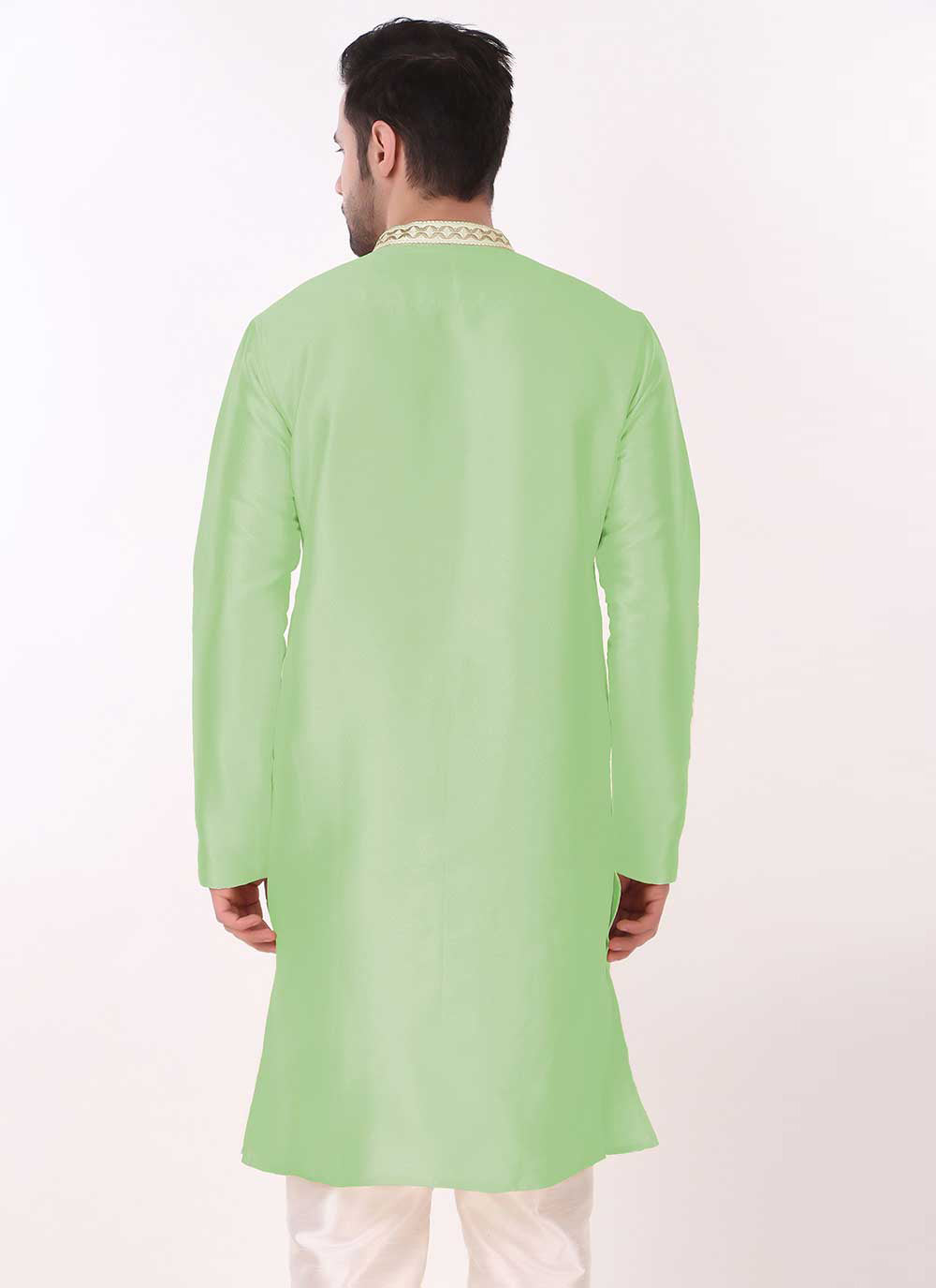 Kurta Pyjama Embroidered Art Silk in Green