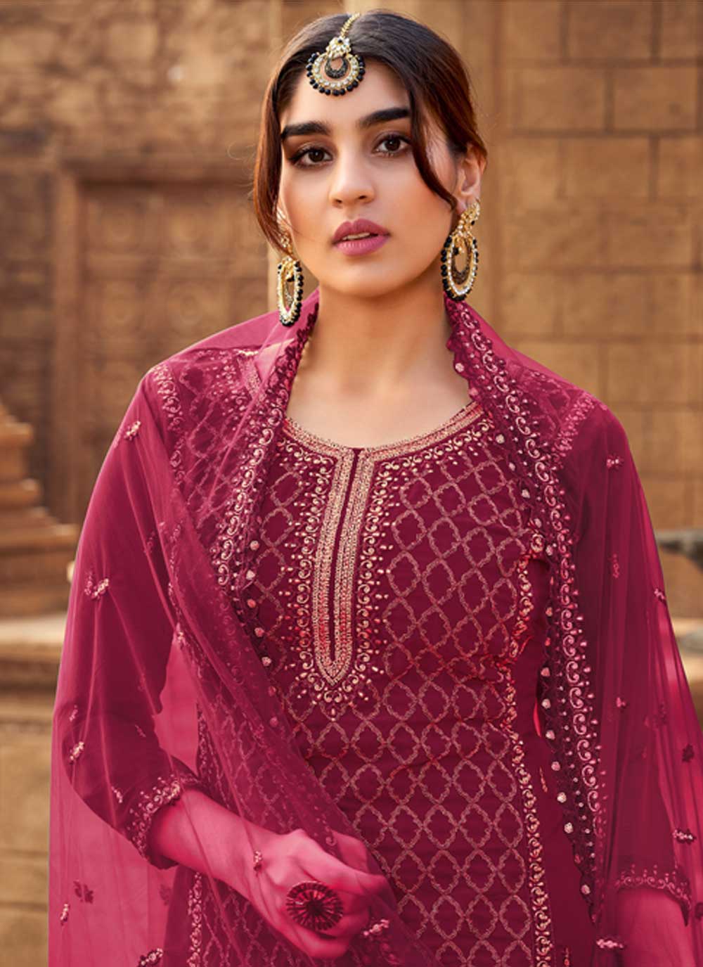 Embroidered Magenta Designer Pakistani Salwar Suit