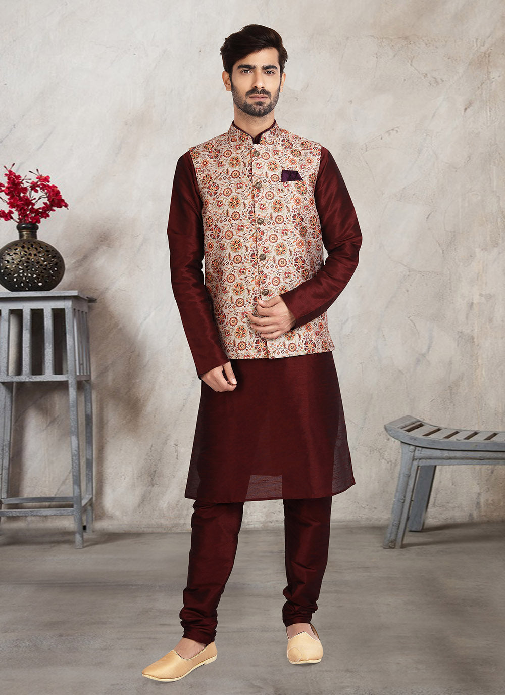 Banarasi Silk Kurta Pajama For Ceremony
