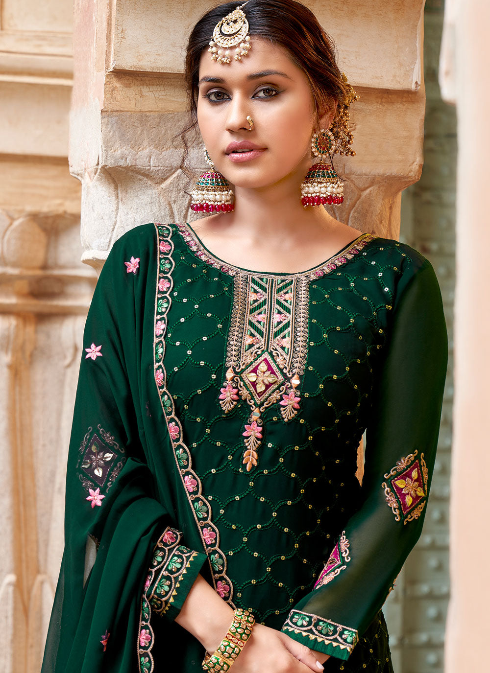 Embroidered Palazzo Salwar Suit For Engagement