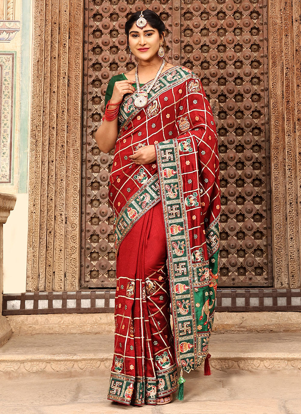 Party Wear Saree For Red Color