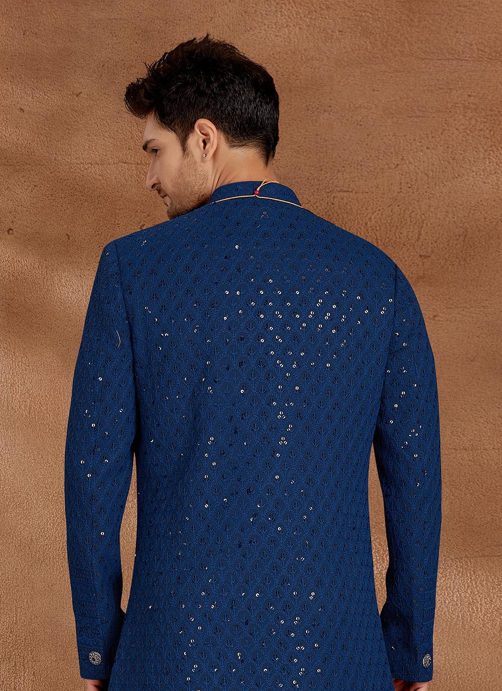 Embroidered Blue Indo Western Sherwani