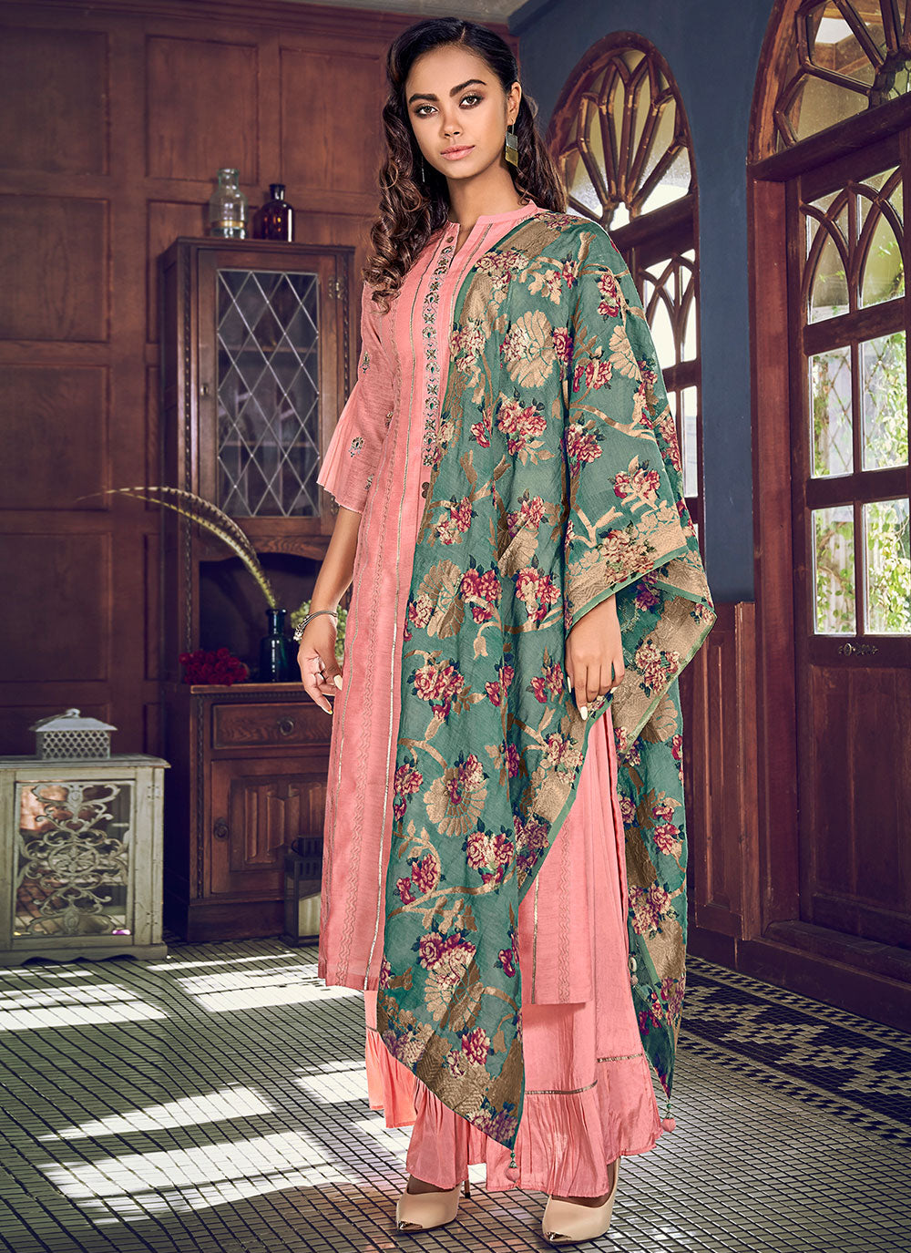 Chanderi Silk Embroidered Salwar Suit