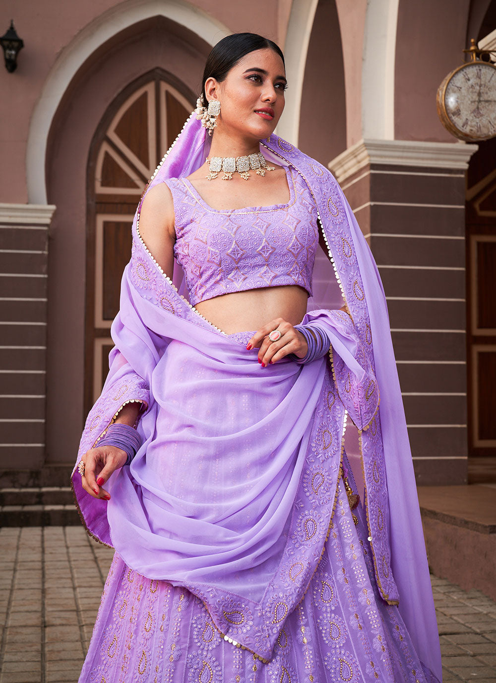 Lavender Wedding Designer Lehenga Choli